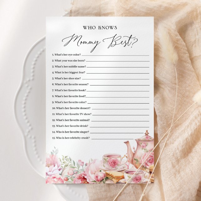 Who Knows Mummy Best Floral Tea Baby Shower Game (Creator Uploaded)