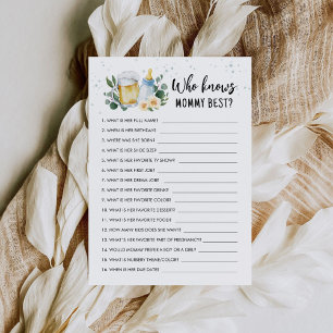 Who Knows Mummy Best Game Baby Is Brewing Card