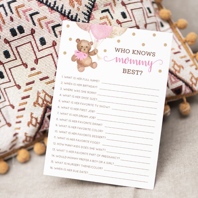 Who Knows Mummy Best Game Baby Shower Party Card (Creator Uploaded)