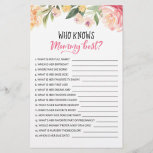 Who knows mummy best? Game Baby Shower Party game