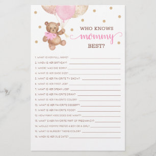 Who Knows Mummy Best Game Baby Shower Teddy Bear