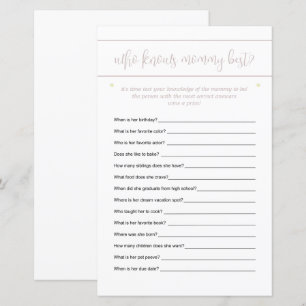 Who Knows Mummy Best Guessing Game Stars Pink