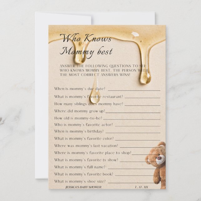  Who Knows Mummy Best Mummy To Bee Game Invitation (Front)