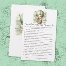 Who Knows Mummy Best Puppy Baby Shower Game Card