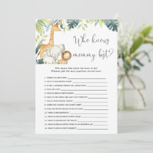 Who knows mummy best safari baby shower game invitation