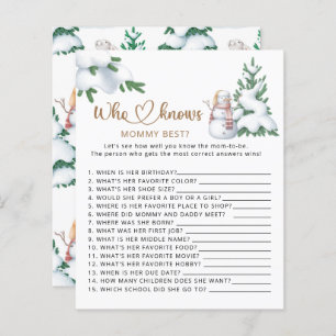 Who knows mummy best winter baby shower game