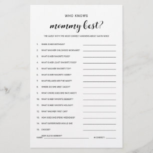 Who Knows Mummy Budget Friendly Baby Shower Game Flyer