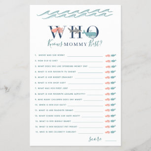 Who Knows Mummy Game Under the Sea Baby Shower Flyer