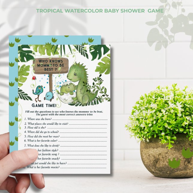 Who Knows Mummy-to-Be Best? Dino Baby Shower Game Invitation (Who Knows Mommy-to-Be Best_ Dino Baby Shower Game Invitation )