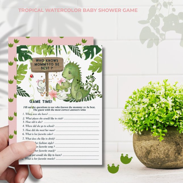 Who Knows Mummy-to-be Best? Girl Dino Baby Card (Who Knows Mommy-to-be Best? Girl Dino Baby Shower Game)