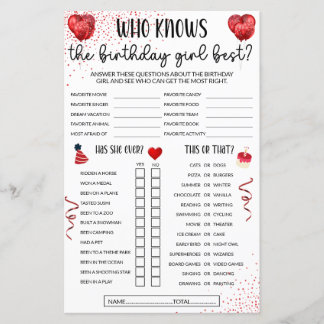 Who Knows The Birthday Girl Best Games - Red Theme