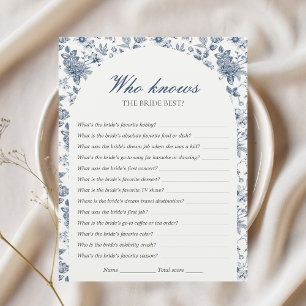 Who knows the Bride Best Bridal Shower Game Blue