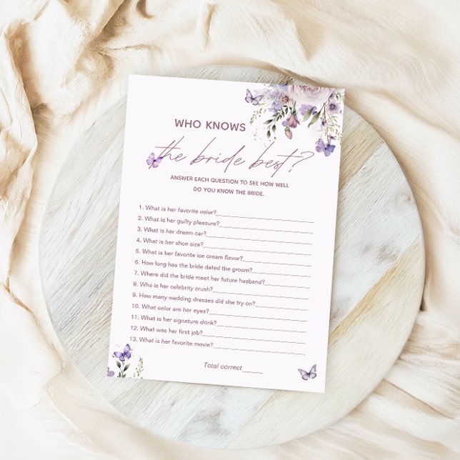 Who Knows The Bride Best Bridal Shower Game Card (Creator Uploaded)