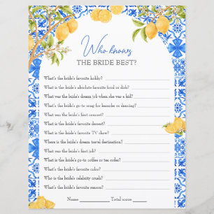 Who knows the Bride Best Bridal Shower Game Lemon