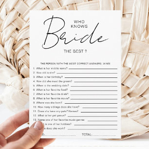 Who knows The Bride Best Bridal Shower Party Games Invitation