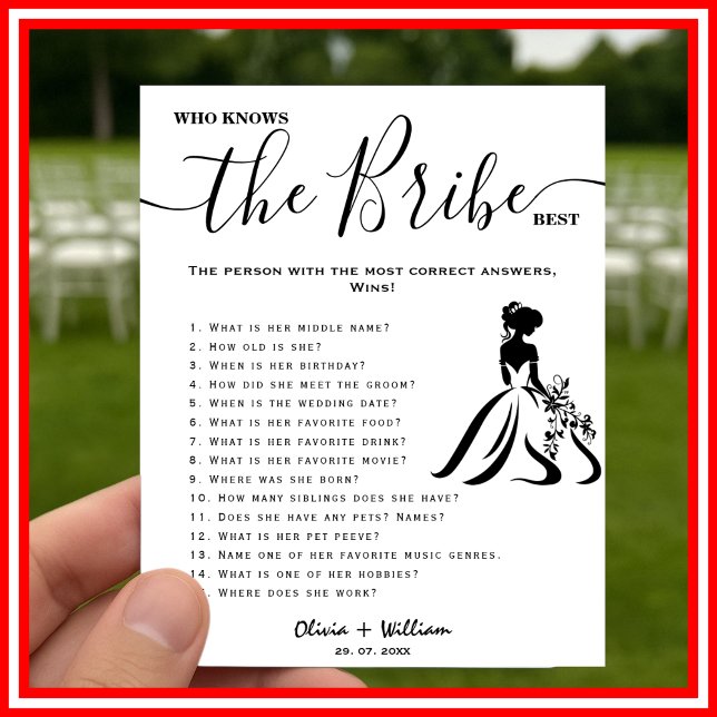 Who Knows The Bride Best Elegant Wedding Game Poster (Creator Uploaded)