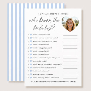 Who Knows The Bride Best Game Card Photo Blue