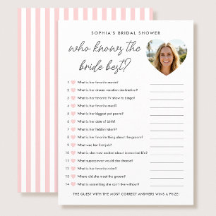 Who Knows The Bride Best Game Card Photo Pink