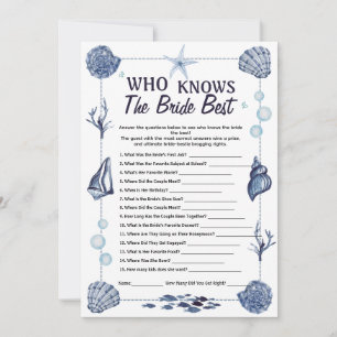 Who Knows the Bride Best Game Nautical bridal  Invitation