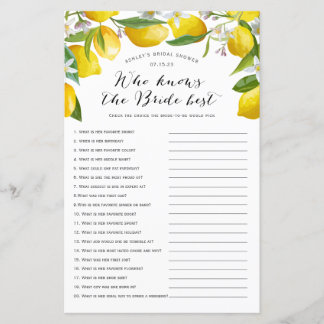 Who knows the bride best, Lemon Bridal games