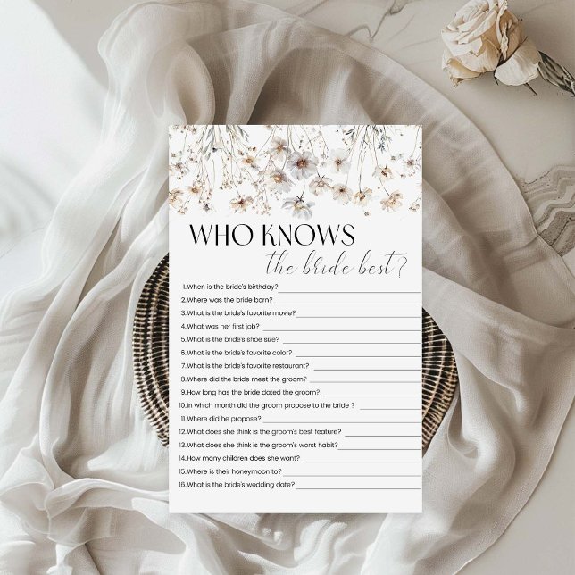 Who Knows The Bride Wildflower Bridal Shower Game (Creator Uploaded)