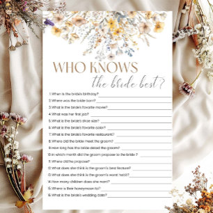 Who Knows The Bride Wildflower Bridal Shower Game