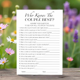 Who Knows The Couple Best Bridal Shower Game Card
