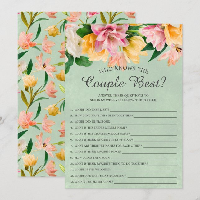 Who Knows the Couple Best Bridal Shower Game Invitation (Front/Back)