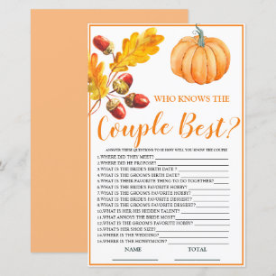 Who knows the Couple Best Fall Pumpkin Bridal Game