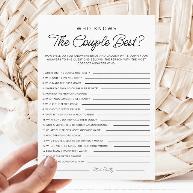 Who knows The Couple Best Game Bridal Shower Game Invitation (Creator Uploaded)