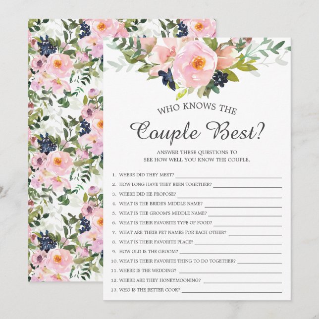Who Knows the Couple Best Game Bridal Shower Invitation (Front/Back)