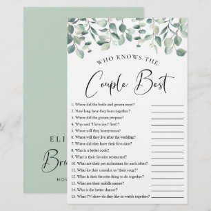Who Knows the Couple Best Greenery Shower Game
