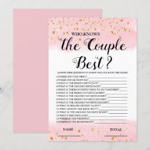 Who knows the Couple best Pink Bridal Game Invitation