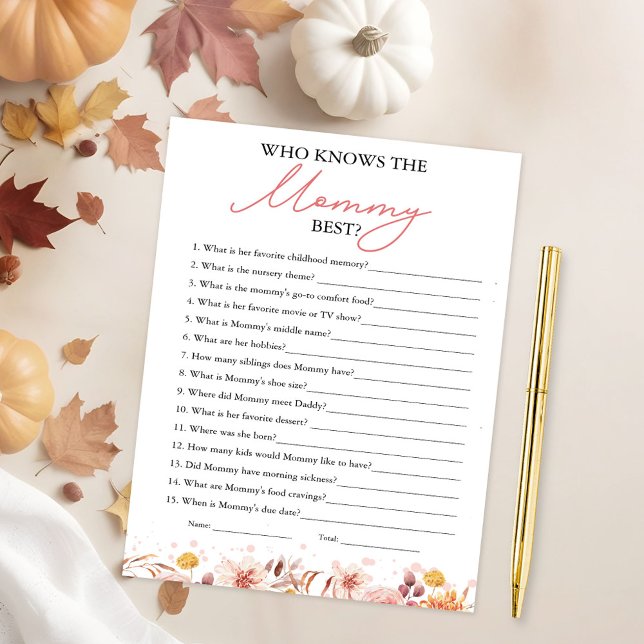 Who Knows the Mummy Best Fall Baby Shower Game Invitation (Creator Uploaded)
