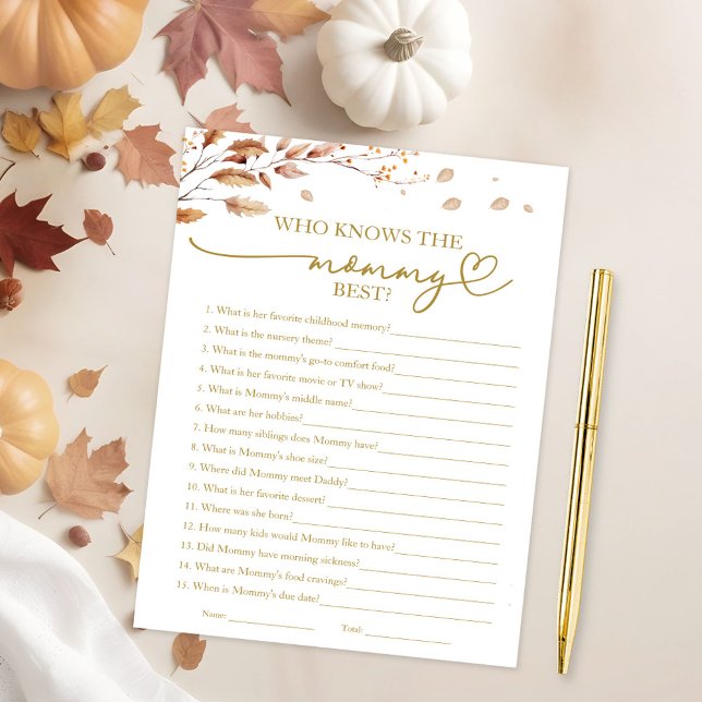 Who Knows the Mummy Best Fall Baby Shower Game Invitation (Creator Uploaded)