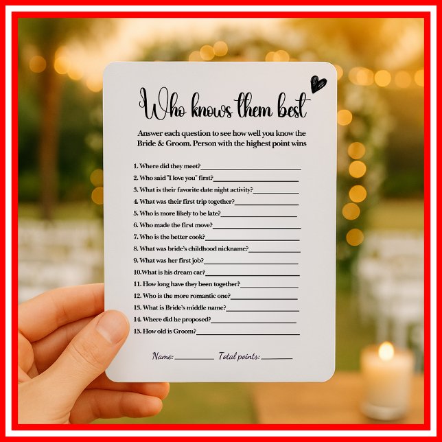Who Knows Them Best Bridal Shower Game Invitation (Creator Uploaded)