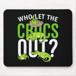 Who Let The Crocs Out_ Funny Crocodile Tee For Kid Mouse Mat
