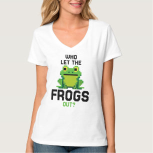 Who Let The Frogs Out Cute Amphibian Pixels T-Shirt