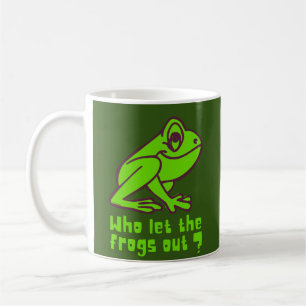 WHO LET THE FROGS OUT funny frog pun               Coffee Mug