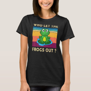 Who Let The Frogs Out Retro Cute Frog Amphibian T-Shirt