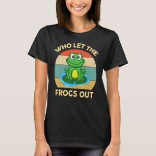 Who Let The Frogs Out Retro Kids Toddler Boy Cute T-Shirt