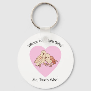 Who Loves You Baby? Owl Baby Shower Valentines Key Ring