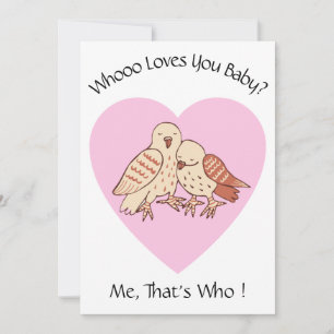 Who Loves You Baby? Owls Valentine Baby Shower Holiday Card