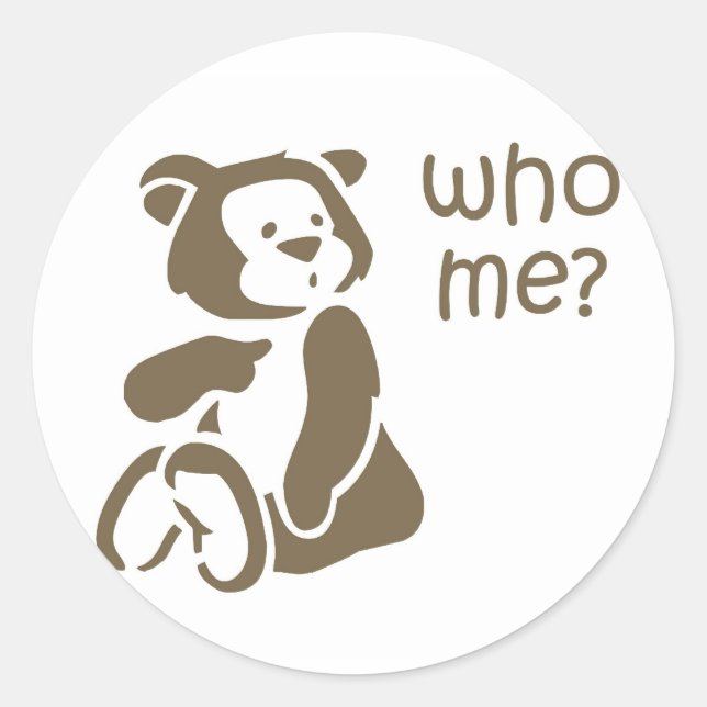 Who Me Cartoon Teddy Bear Card Seal Sticker (Front)