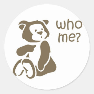 Who Me Cartoon Teddy Bear Card Seal Sticker
