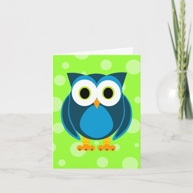 Who? Mr. Owl Cartoon Thank You Card (Front)