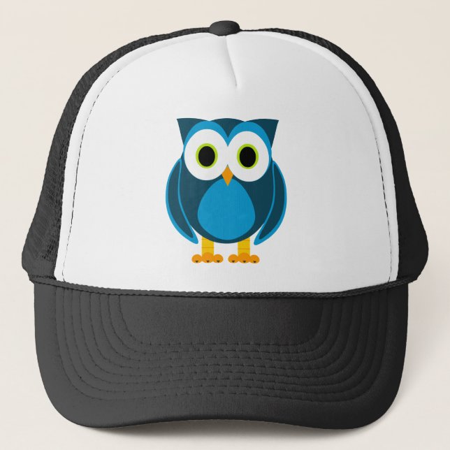 Who? Mr. Owl Cartoon Trucker Hat (Front)