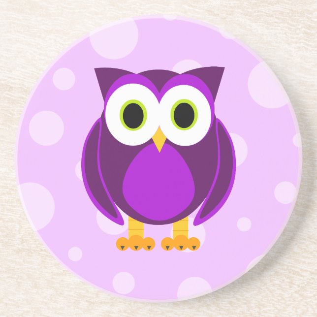 Who? Mrs. Purple Owl Bubble Background Coaster (Front)