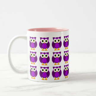Who? Mrs. Purple Owl Cartoon Two-Tone Coffee Mug