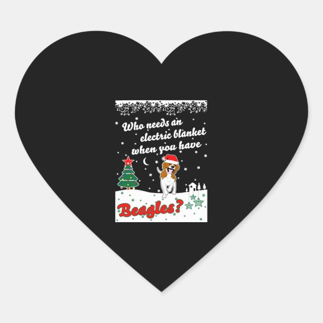 Who Needs Electric Blanket Youve Beagles Christmas Heart Sticker (Front)